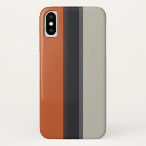 Modern Orange Red Silver Gray Stripe Pattern iPhone X Case
