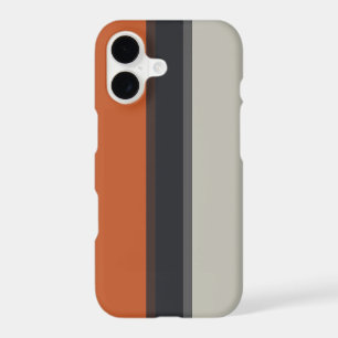Modern Orange Red Silver Gray Stripe Pattern iPhone 17 Case