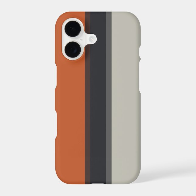 Modern Orange Red Silver Gray Stripe Pattern Iphone Case (Back)