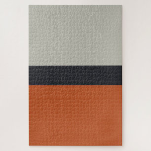 Modern Orange Red Silver Gray Stripe Pattern Jigsaw Puzzle