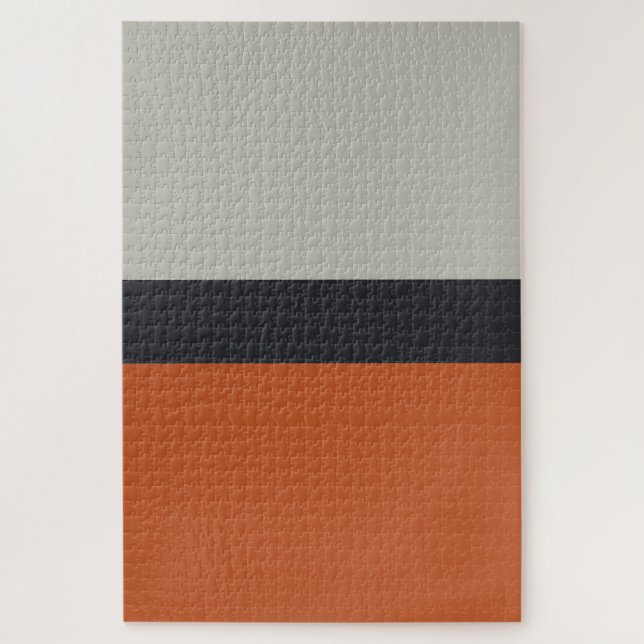 Modern Orange Red Silver Gray Stripe Pattern Jigsaw Puzzle (Vertical)