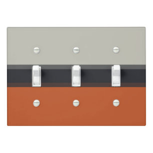 Modern Orange Red Silver Gray Stripe Pattern Light Switch Cover