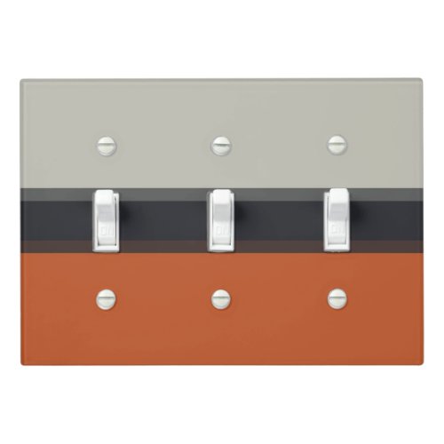 Modern Orange Red Silver Gray Stripe Pattern Light Switch Cover
