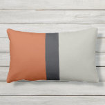 Modern Orange Red Silver Gray Stripe Pattern Lumbar Pillow