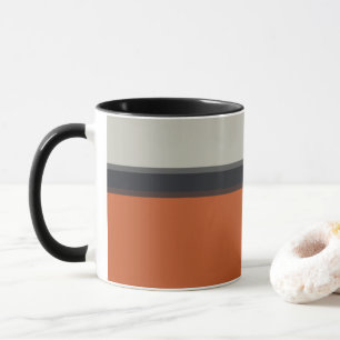 Modern Orange Red Silver Gray Stripe Pattern Mug