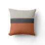 Modern Orange Red Silver Gray Stripe Pattern Outdoor Pillow