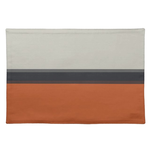 Modern Orange Red Silver Gray Stripe Pattern Placemat (Front)