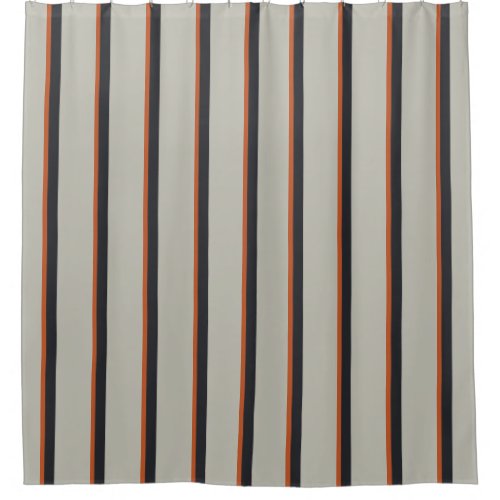 Modern Orange Red Silver Gray Stripe Pattern Shower Curtain