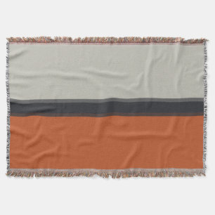 Modern Orange Red Silver Gray Stripe Pattern Throw Blanket