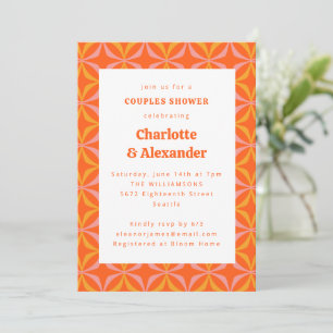 Modern Orange Retro Bold Typography Couples Shower Invitation