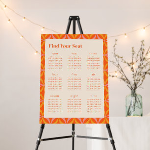 Modern Orange Retro Geometric Custom Seating Chart Foam Board