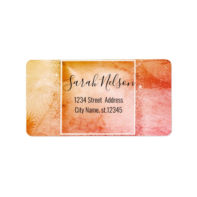Modern Orange Sparkly Label (Front)