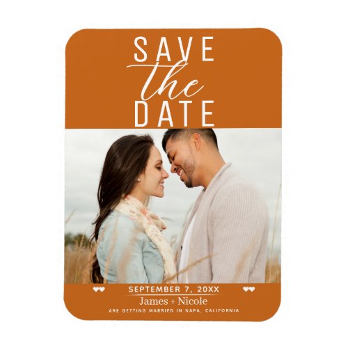 Modern Orange Spice Save the Date Wedding Photo Magnet
