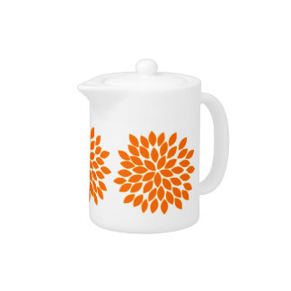 Modern Orange Star Burst Flower Teapot