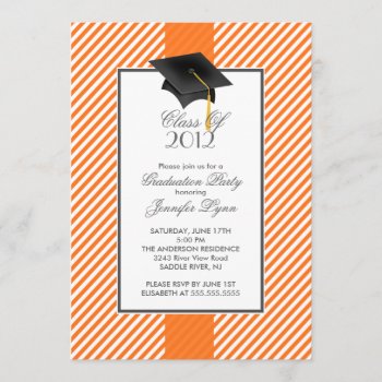 Modern Orange Stripe Graduation Party Invitation by celebrategraduations at Zazzle