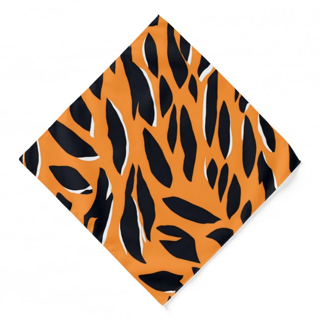 Modern Orange Striped tiger skins Print feline  Bandana (Front)