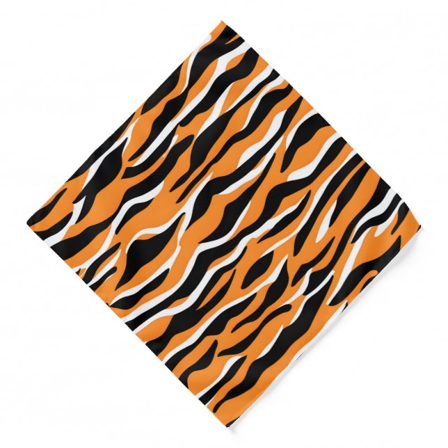 Modern Orange Striped tiger skins Print feline  Bandana (Front)