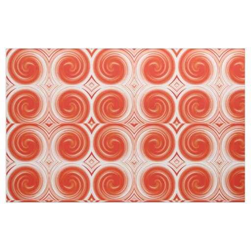 Modern Orange Swirl Abstract Art Fabric