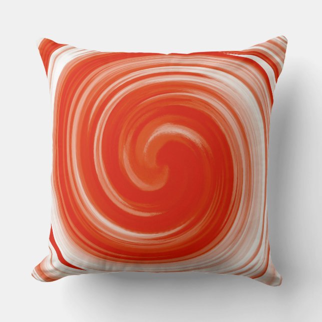 Modern Orange Swirl Abstract Art Throw Pillow (Front)