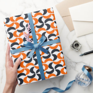 Modern Orange Swirl Geometric Wrapping Paper