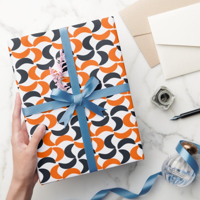 Modern Orange Swirl Geometric  Wrapping Paper (Gifting)