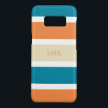Modern Orange Teal Blue Wide Stripes Monogram Case-Mate Samsung Galaxy S8 Case<br><div class="desc">Modern Orange Teal Blue Wide Stripes Monogram phone case with stylish shades of turquoise teal, pumpkin orange, and vanilla cream, with space for your custom monogram. Created by Zazzle pro designer BK Thompson © exclusively for Cedar and String; please contact us if you need assistance, have questions, or would like...</div>