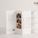 Modern Orange Trifold Wedding Program Paper Sheet<br><div class="desc">Make your wedding day uniquely yours with our customizable minimalist fun orange and white trifold program. There is a diy element to this product - you will need to fold it yourself in a brochure style. It includes information on the wedding party, the event timeline, the order of ceremony, reception,...</div>