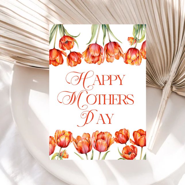 Modern Orange Tulips Floral Happy Mothers Day Invitation (Creator Uploaded)