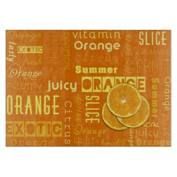 Modern Orange Typography Fruit Slice Cutting Board by SorayaShanCollection at Zazzle