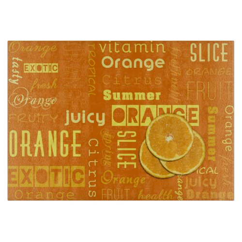 Modern Orange Typography Fruit Slice Cutting Board