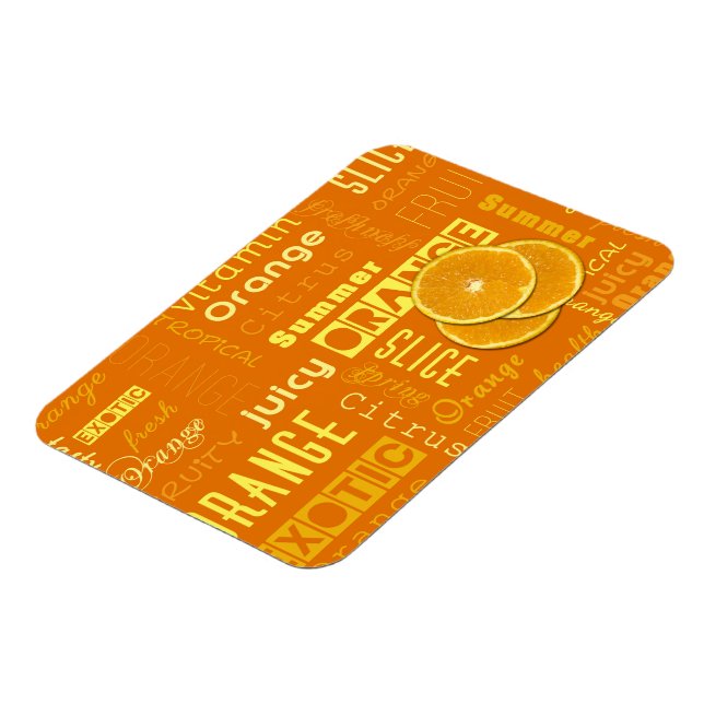 Modern Orange Typography Fruit Slice Magnet (Left Side)