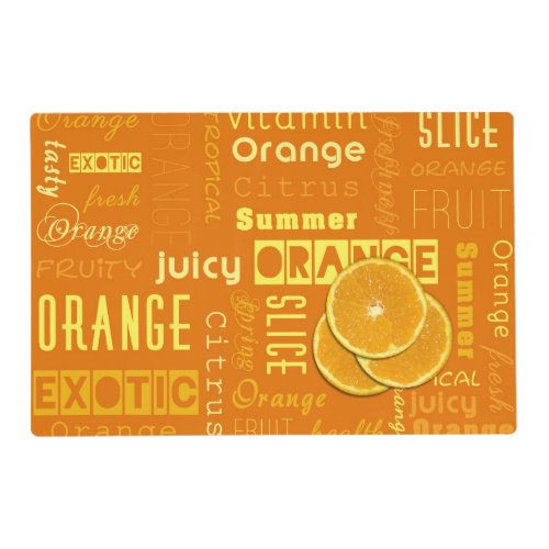 Modern Orange Typography Fruit Slice Placemat