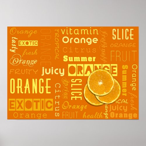 Modern Orange Typography Fruit Slice Poster