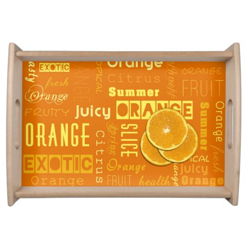 Modern Orange Typography Fruit Slice Serving Tray