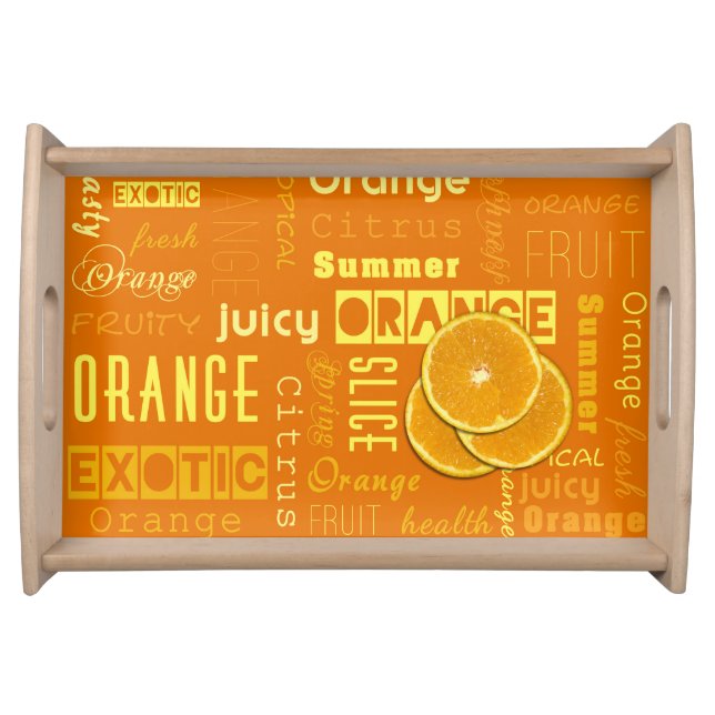 Modern Orange Typography Fruit Slice Serving Tray (Front)