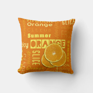 Modern Orange Typography Fruit Slice Throw Pillow
