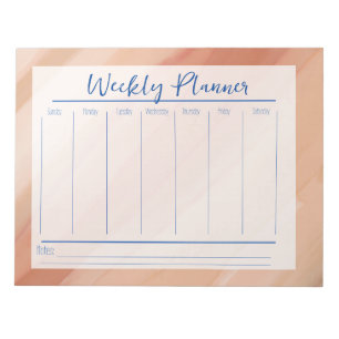 Modern Orange Watercolor Abstract Weekly Planner Notepad