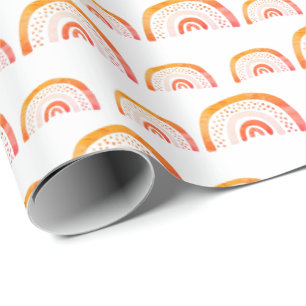 Modern Orange Watercolor Rainbow Wrapping Paper