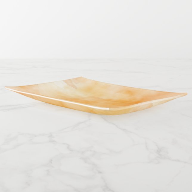 Modern Orange Watercolor Trinket Tray (Angled)
