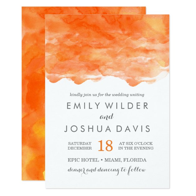 Modern Orange Watercolor | Wedding Invitation