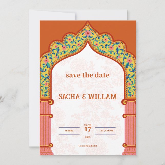 Modern Orange Wedding Invitation (Front)