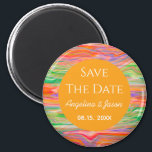 Modern Orange Wedding Save The Date Magnet<br><div class="desc">Vibrant,  adorable,  rustic hand painted marbled pattern,  in trendy bright colors. Trendy red,  green and orange,  modern art Wedding Save the Date invitation.</div>