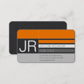 Modern Orange White & Grey on Black Paper Business Card (Front/Back)