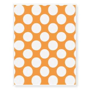 Modern Orange White Polka Dots Pattern Temporary Tattoos