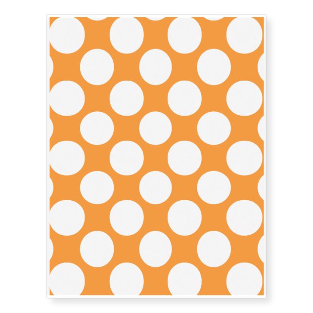 Modern Orange White Polka Dots Pattern Temporary Tattoos (Front)