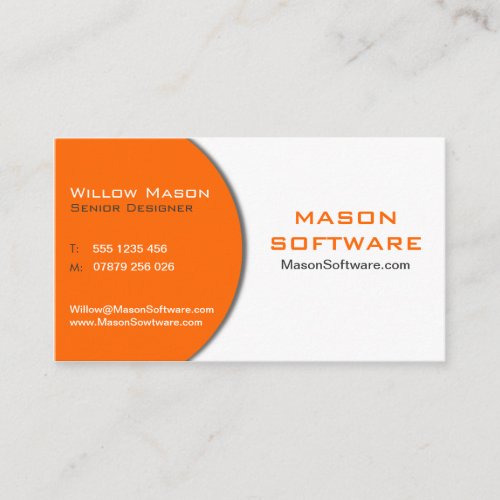 Modern Orange &amp; White Technology Business Card