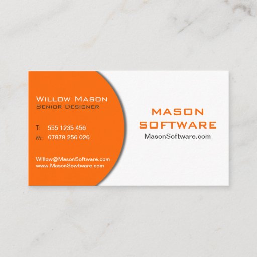Customizable Modern Orange &amp; White Technology Business Card