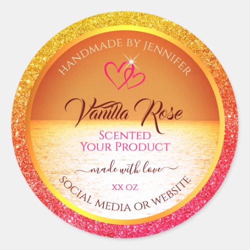 Modern Orange Yellow Ocean Product Labels Glitter