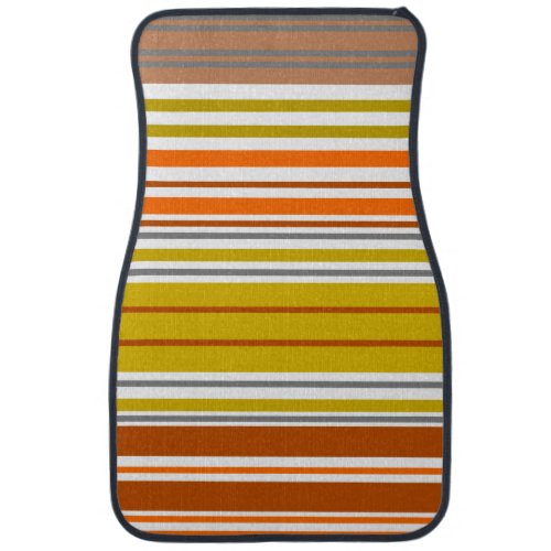 Modern orange yellow white stripes car mat