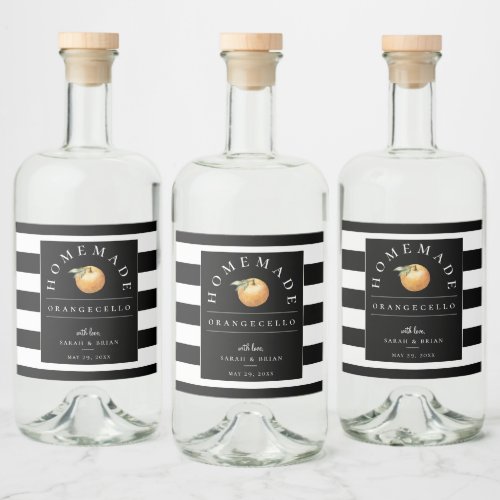 Modern Orangecello Black Stripe Beverage Label